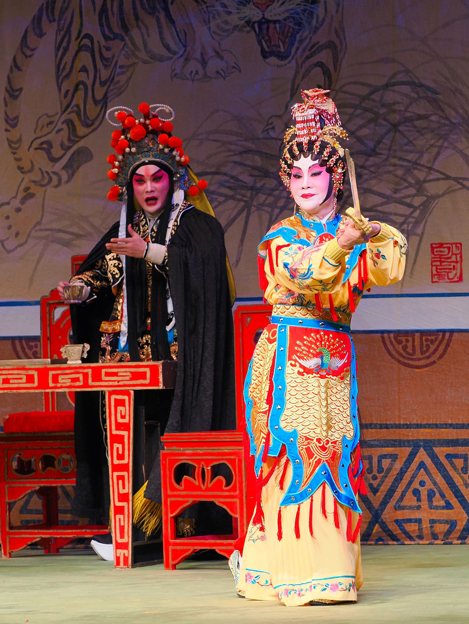 Dynamic scene from a Cantonese Opera performance